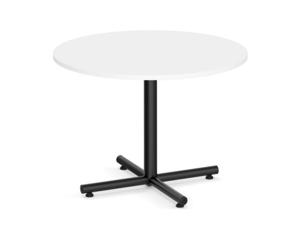 Classic Round Meeting Table - Black Cross Base - 47" - White