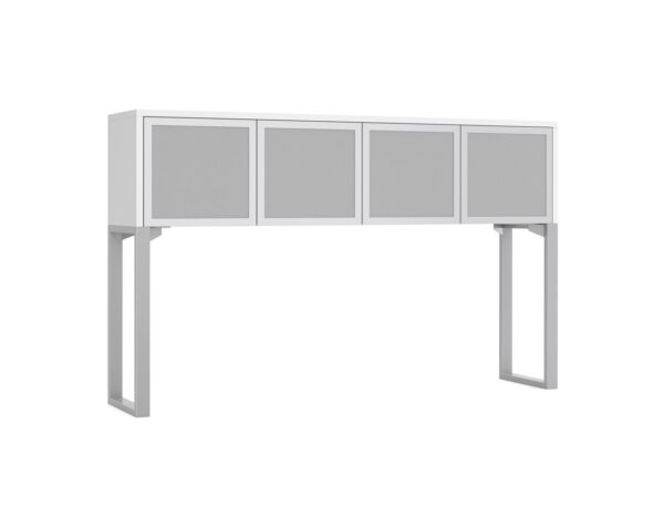 Elements Desk Mounted Hutch - 4 Glass Doors - White - White Riser