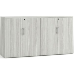 38" H Locking Double Door Storage Credenza - Silver Birch