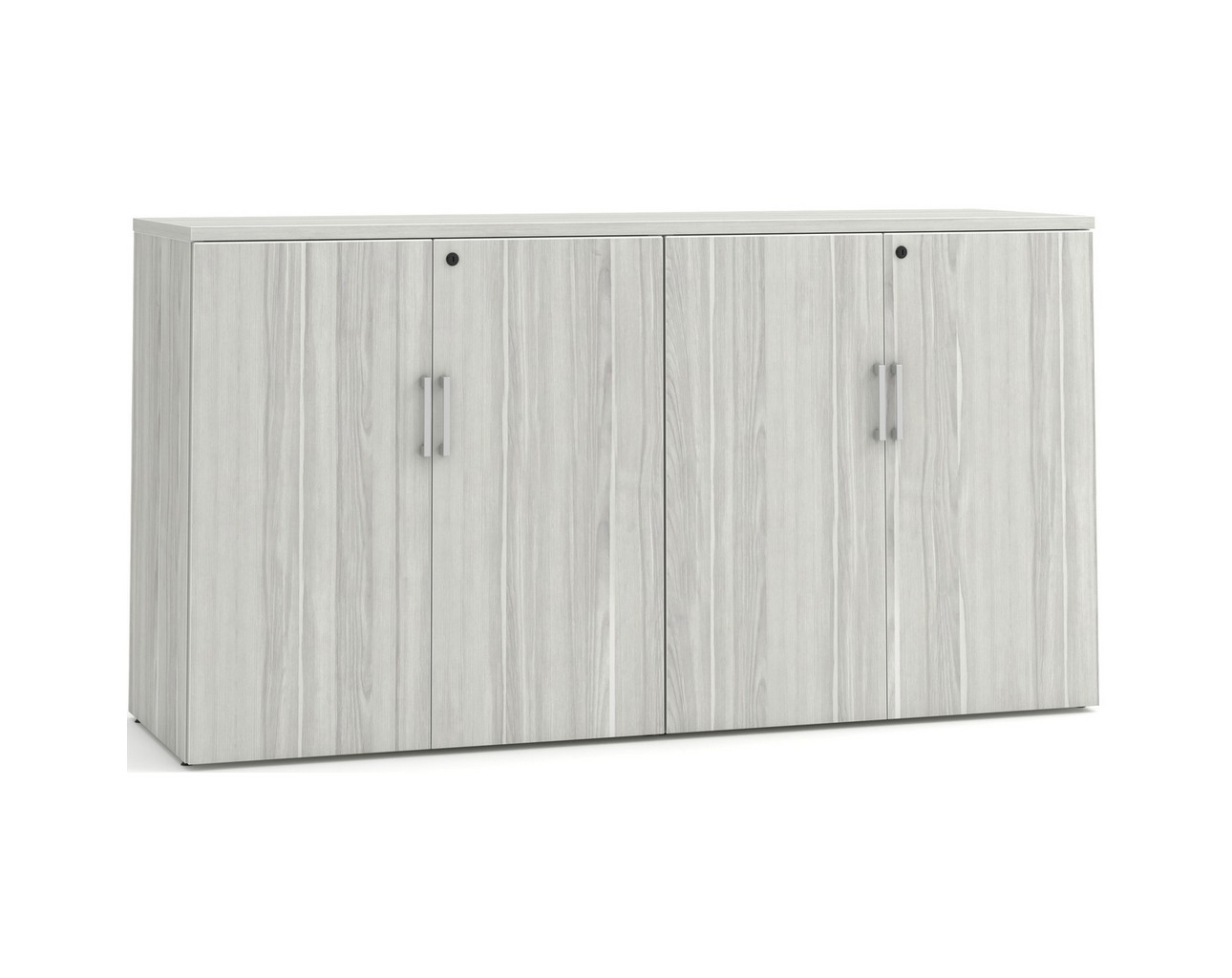 38" H Locking Double Door Storage Credenza - Silver Birch