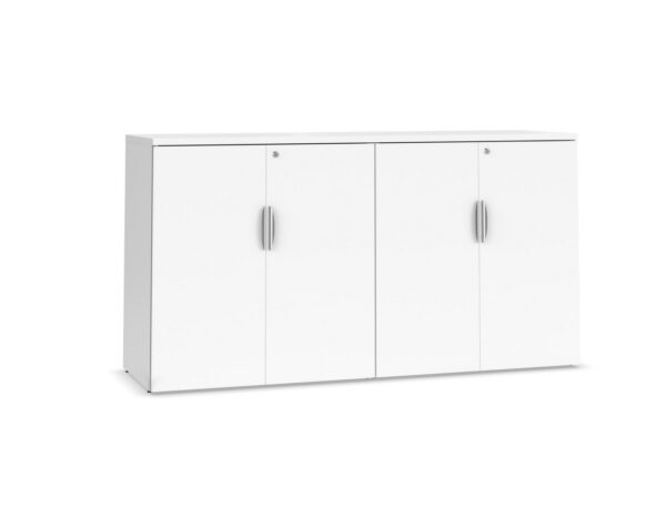 38" H Locking Double Door Storage Credenza - White