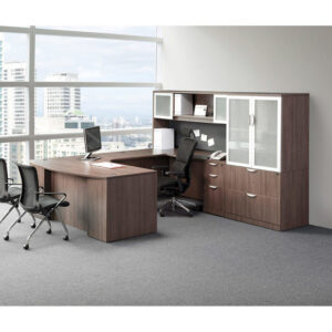 Bowfront Desk Package 3-CP-R - Modern Walnut