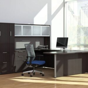 Executive Bullet Desk Package 5-CC-L - glass - esp