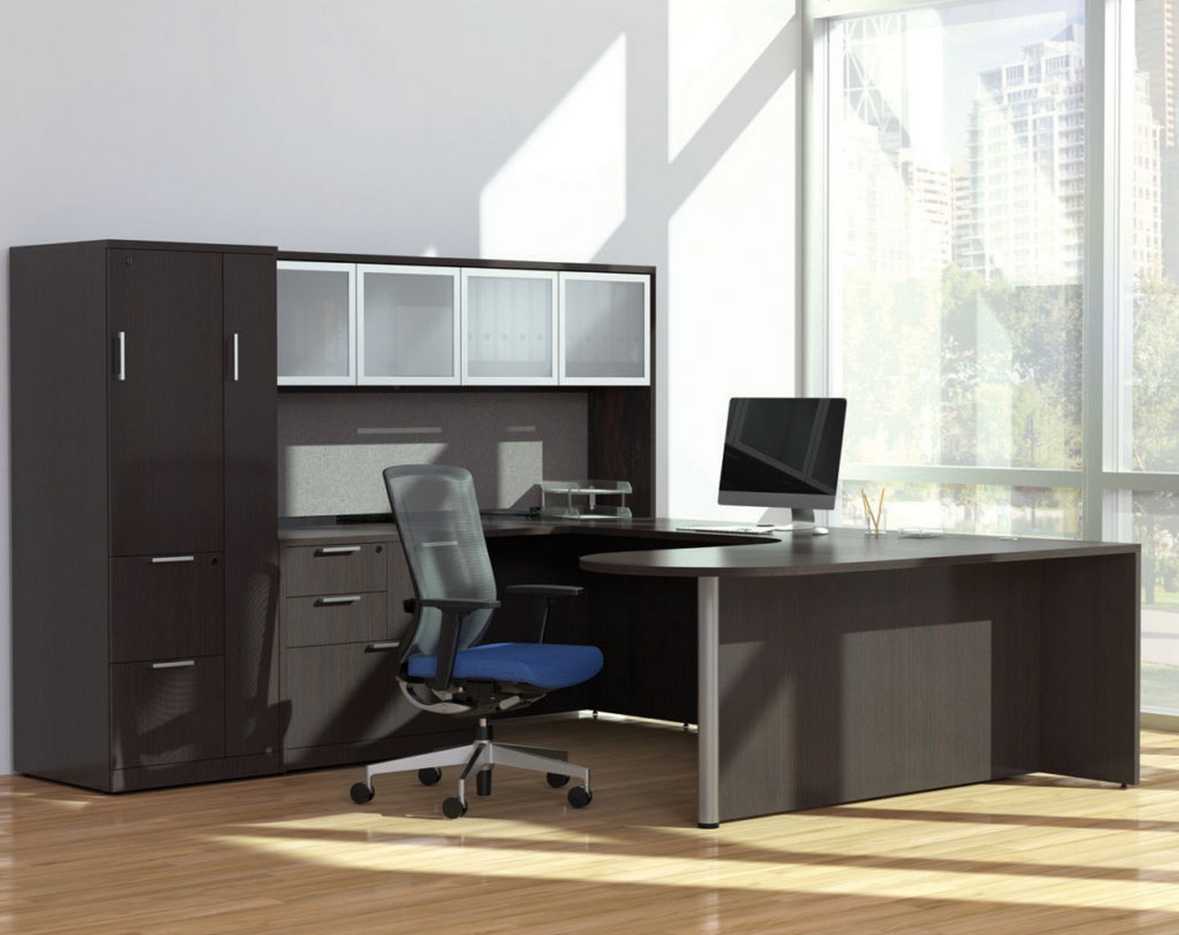 Executive Bullet Desk Package 5-CC-L – glass – esp