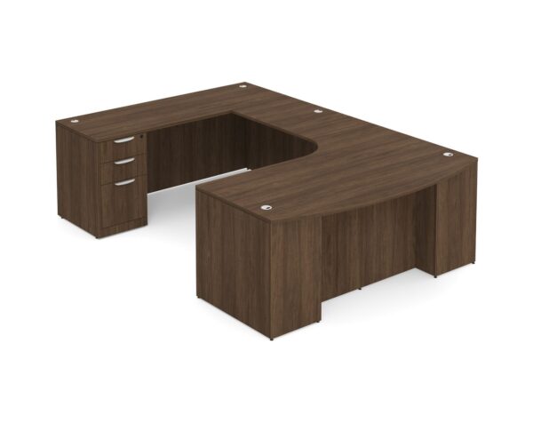 Classic Plus U Shaped Desk with Radius Left Hand - Modern Walnut