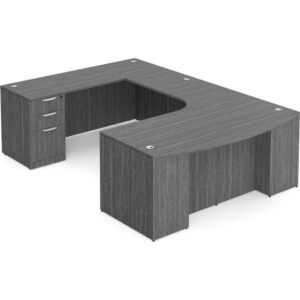 Classic Plus U Shaped Desk with Radius Left Hand - Newport Grey