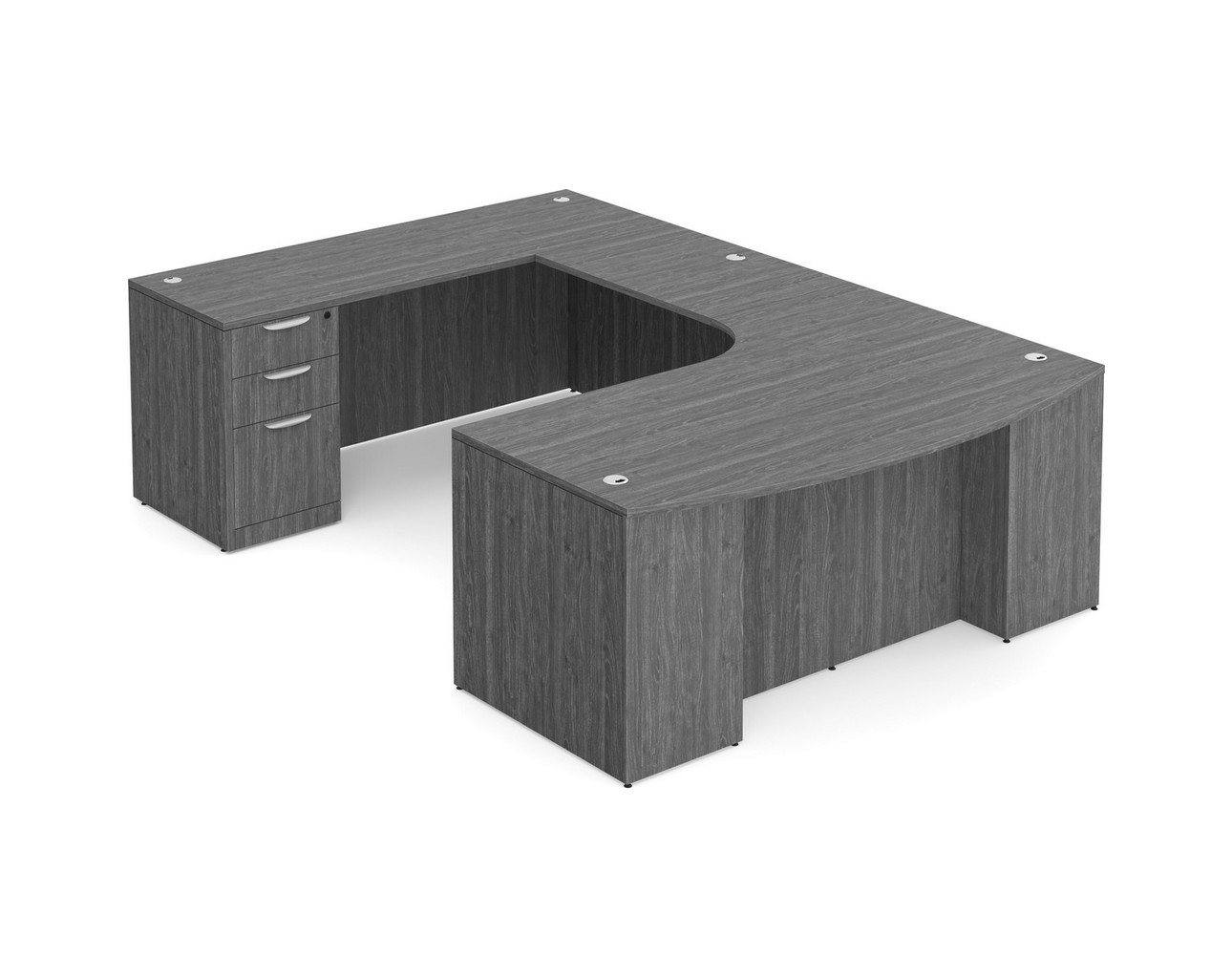 Classic Plus U Shaped Desk with Radius Left Hand - Newport Grey