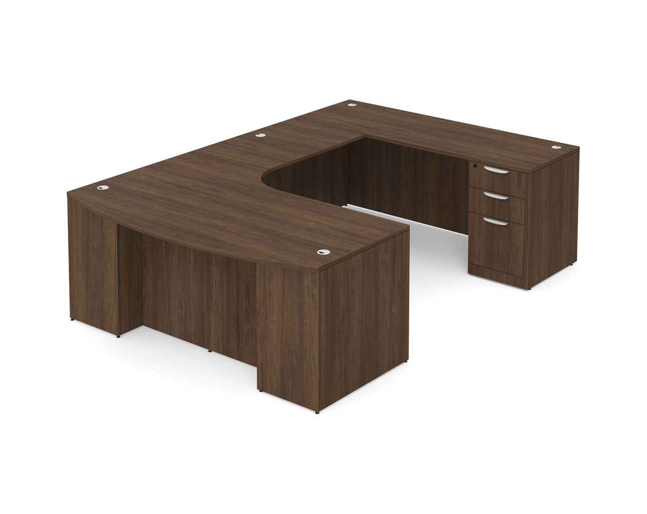 Classic Plus U Shaped Desk with Radius Right Hand - Modern Walnut