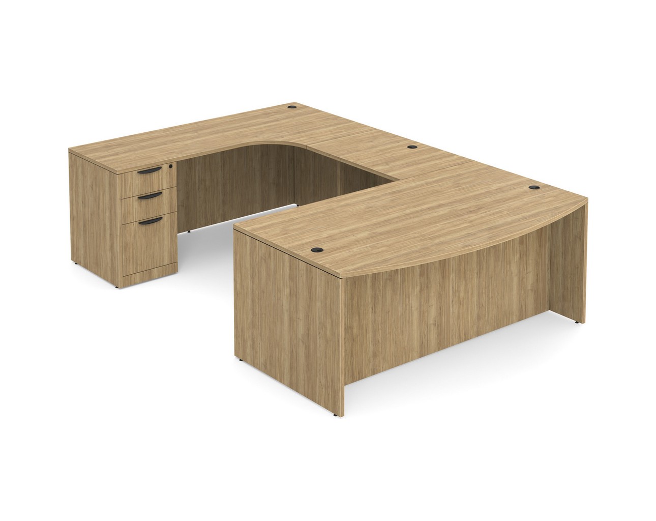 U Shaped Desk with Left Hand Square Corner Return - Aspen