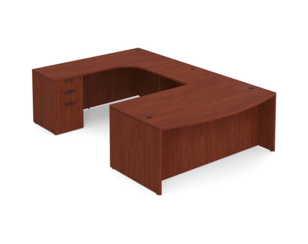 U Shaped Desk with Left Hand Square Corner Return - Cherry