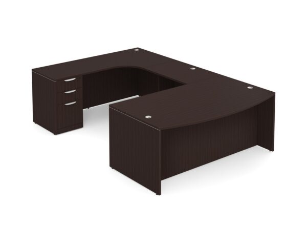 U Shaped Desk with Left Hand Square Corner Return - Espresso