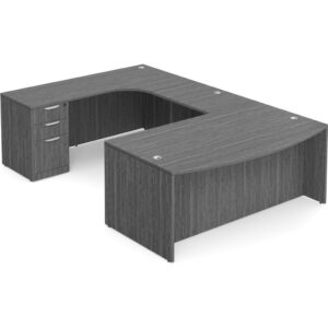 U Shaped Desk with Left Hand Square Corner Return - Newport Grey