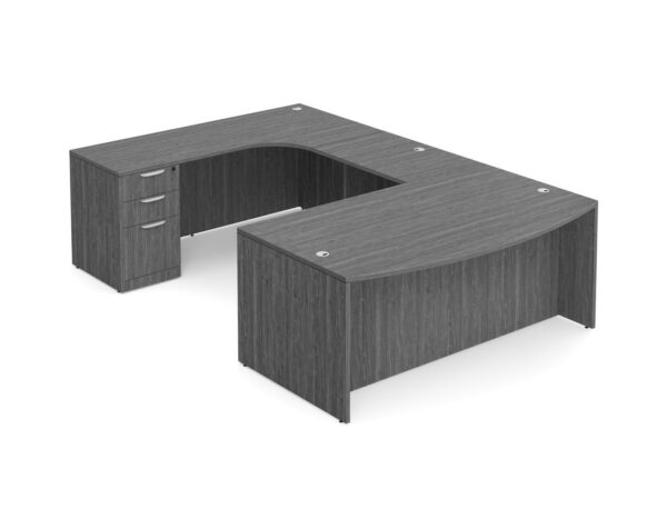 U Shaped Desk with Left Hand Square Corner Return - Newport Grey