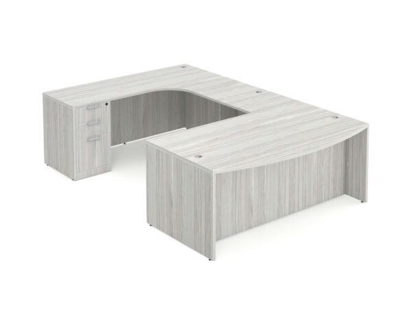 U Shaped Desk with Left Hand Square Corner Return - Silver Birch