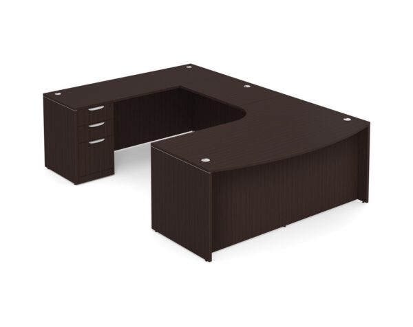 U Shaped Desk with Radius Left Hand - Espresso