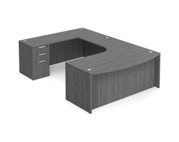 U Shaped Desk with Radius Left Hand - Newport Grey