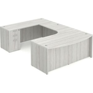 U Shaped Desk with Radius Left Hand - Silver Birch