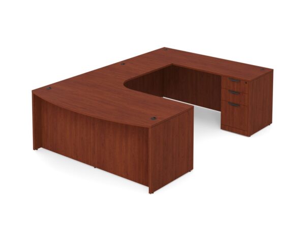 U Shaped Desk with Radius Right Hand - Cherry