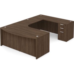 U Shaped Desk with Radius Right Hand - Modern Walnut