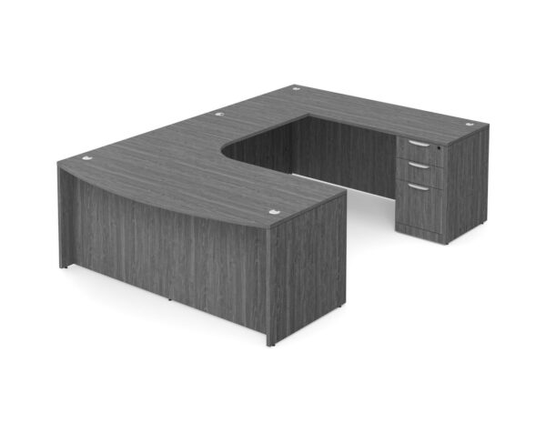 U Shaped Desk with Radius Right Hand - Newport Grey