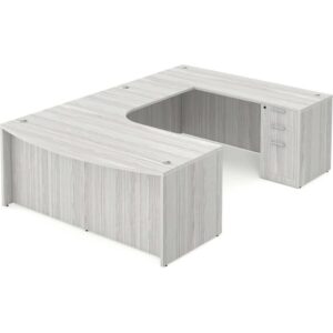 U Shaped Desk with Radius Right Hand - Silver Birch