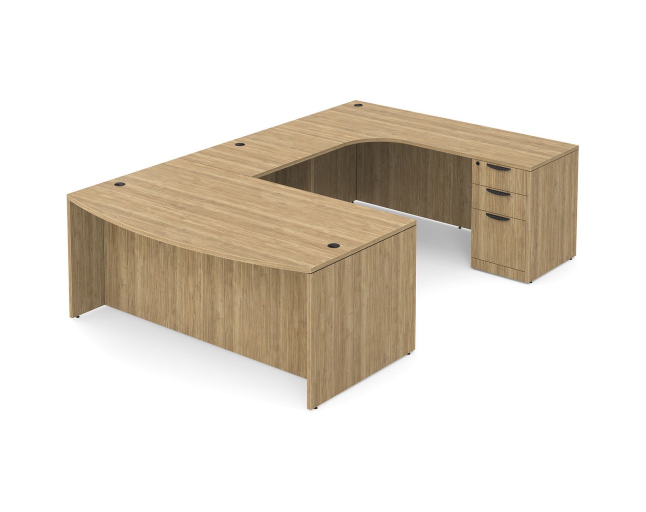 U Shaped Desk with Right Hand Square Corner Return - Aspen