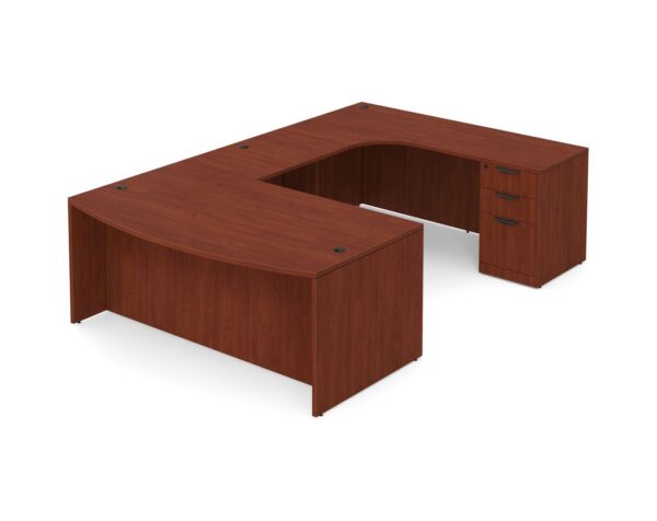 U Shaped Desk with Right Hand Square Corner Return - Cherry