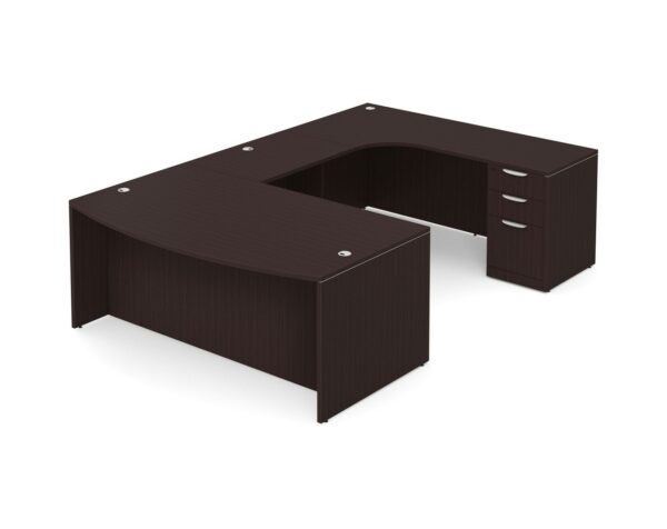 U Shaped Desk with Right Hand Square Corner Return - Espresso