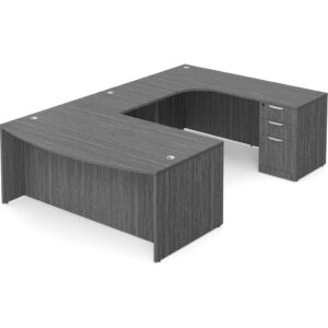 U Shaped Desk with Right Hand Square Corner Return - Newport Grey