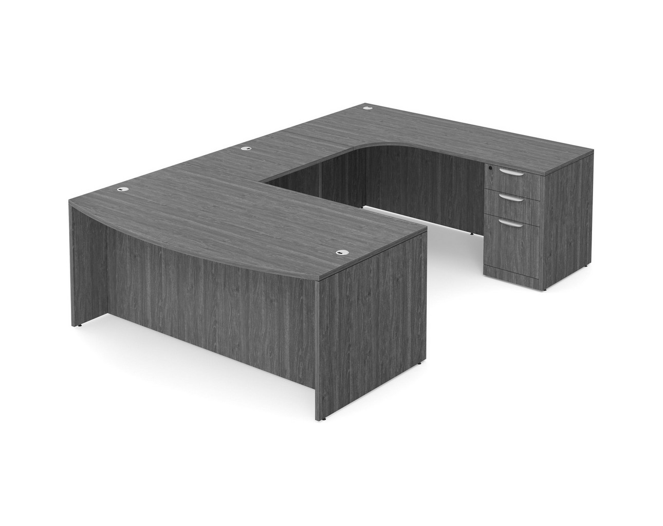 U Shaped Desk with Right Hand Square Corner Return - Newport Grey