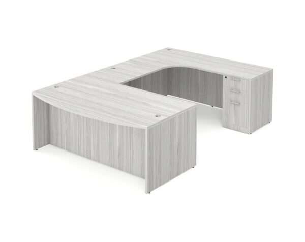 U Shaped Desk with Right Hand Square Corner Return - Silver Birch