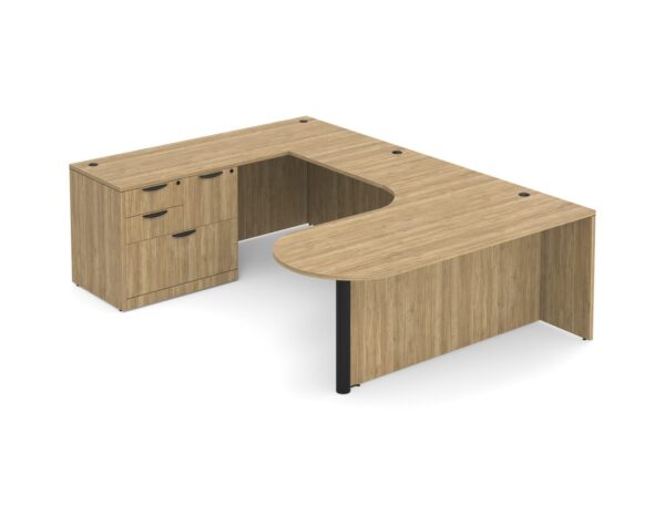 U Shaped Desk with Left Hand Bullet Return - Aspen