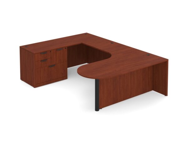 U Shaped Desk with Left Hand Bullet Return - Cherry