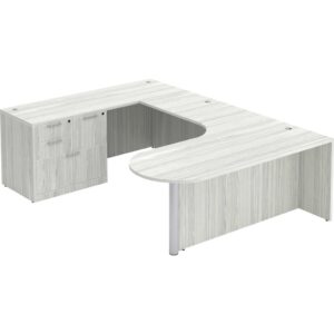 U Shaped Desk with Left Hand Bullet Return - Silver Birch