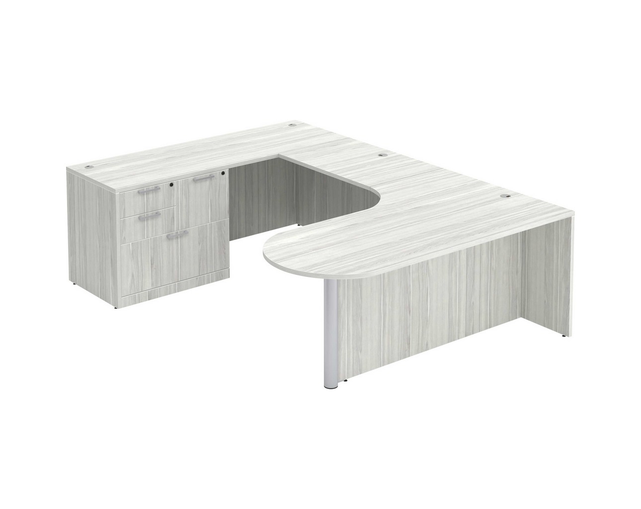 U Shaped Desk with Left Hand Bullet Return - Silver Birch