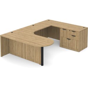 U Shaped Desk with Right Hand Bullet Return - Aspen