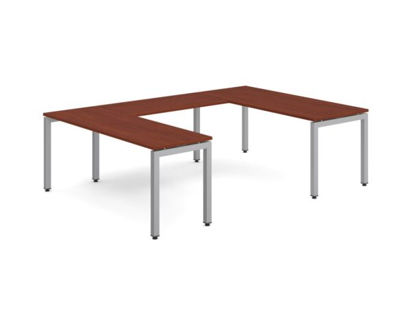 Elements U Shaped Desk - Cherry - Silver Legs