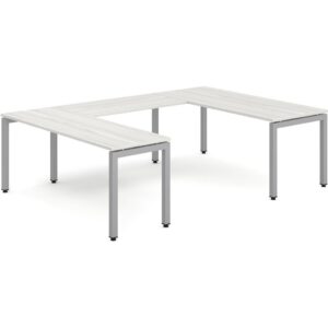 Elements U Shaped Desk - Silver Birch - Silver Legs