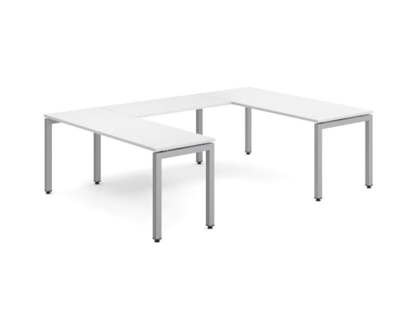 Elements U Shaped Desk - White - Silver Legs