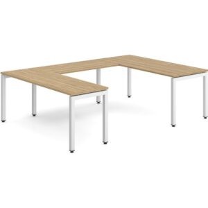 Elements U Shaped Desk - Aspen - White Legs