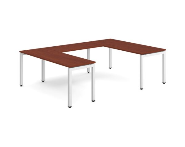 Elements U Shaped Desk - Cherry - White Legs