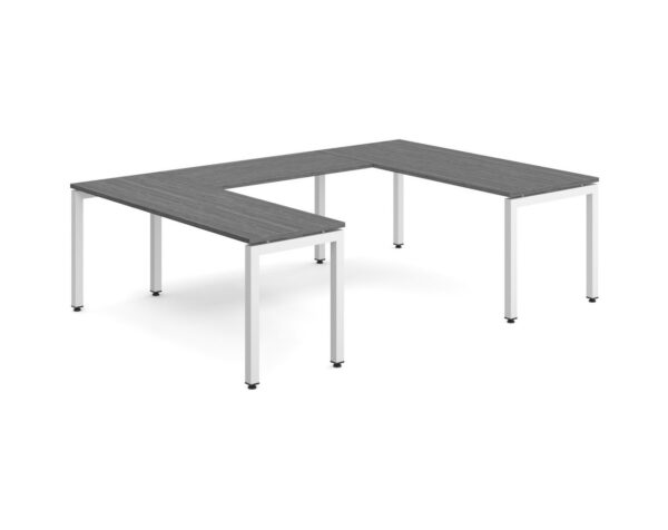 Elements U Shaped Desk - Newport Grey - White Legs