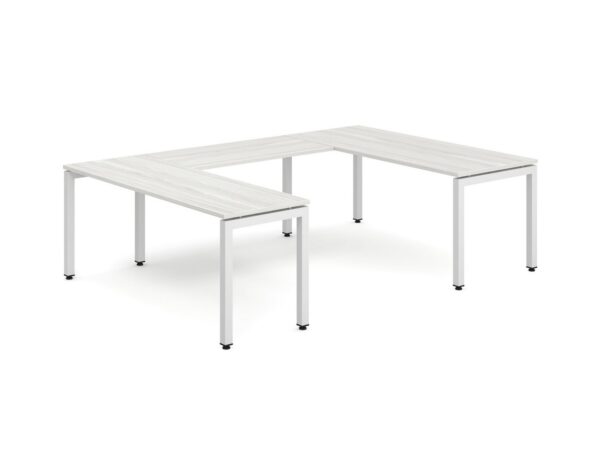 Elements U Shaped Desk - Silver Birch - White Legs