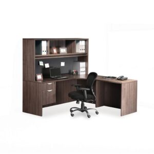 Corner Shaped Workstation - Package 8-CC - Modern Walnut