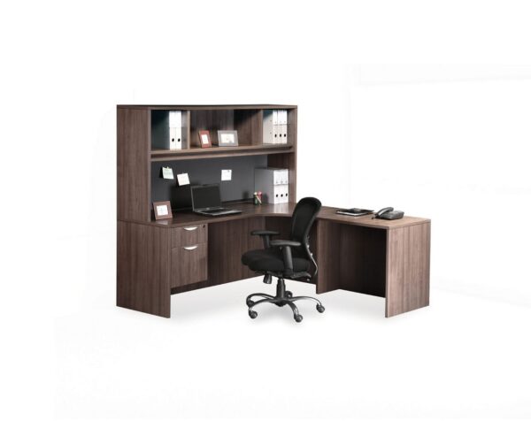 Corner Shaped Workstation - Package 8-CC - Modern Walnut