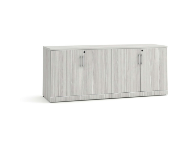 29" H Locking Double Door Storage Credenza - Silver Birch