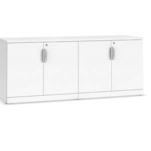 29" H Locking Double Door Storage Credenza - White