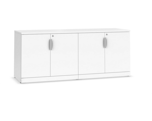 29" H Locking Double Door Storage Credenza - White