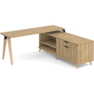 Signature L Shaped Desk - Wood Legs - Aspen