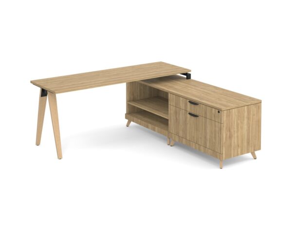 Signature L Shaped Desk - Wood Legs - Aspen